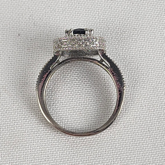 925 Sterling Silver Black Square Stone Ring Size 9 - Picture 6 of 8